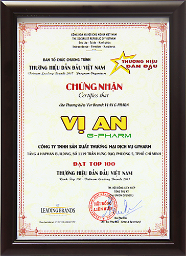 Vị An G-Pharm được vinh danh Top 100 Thương hiệu dẫn đầu Việt Nam